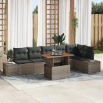 vidaXL Set de masă pentru grădină 7 pcs Gri și Brown 100 x 55 x 73 cm vidaXL Set de masă pentru grădină 7 pcs Gri și Brown 100 x 55 x 73 cm