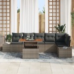 vidaXL Set de masă pentru grădină 7 pcs Gri și Brown 100 x 55 x 73 cm vidaXL Set de masă pentru grădină 7 pcs Gri și Brown 100 x 55 x 73 cm