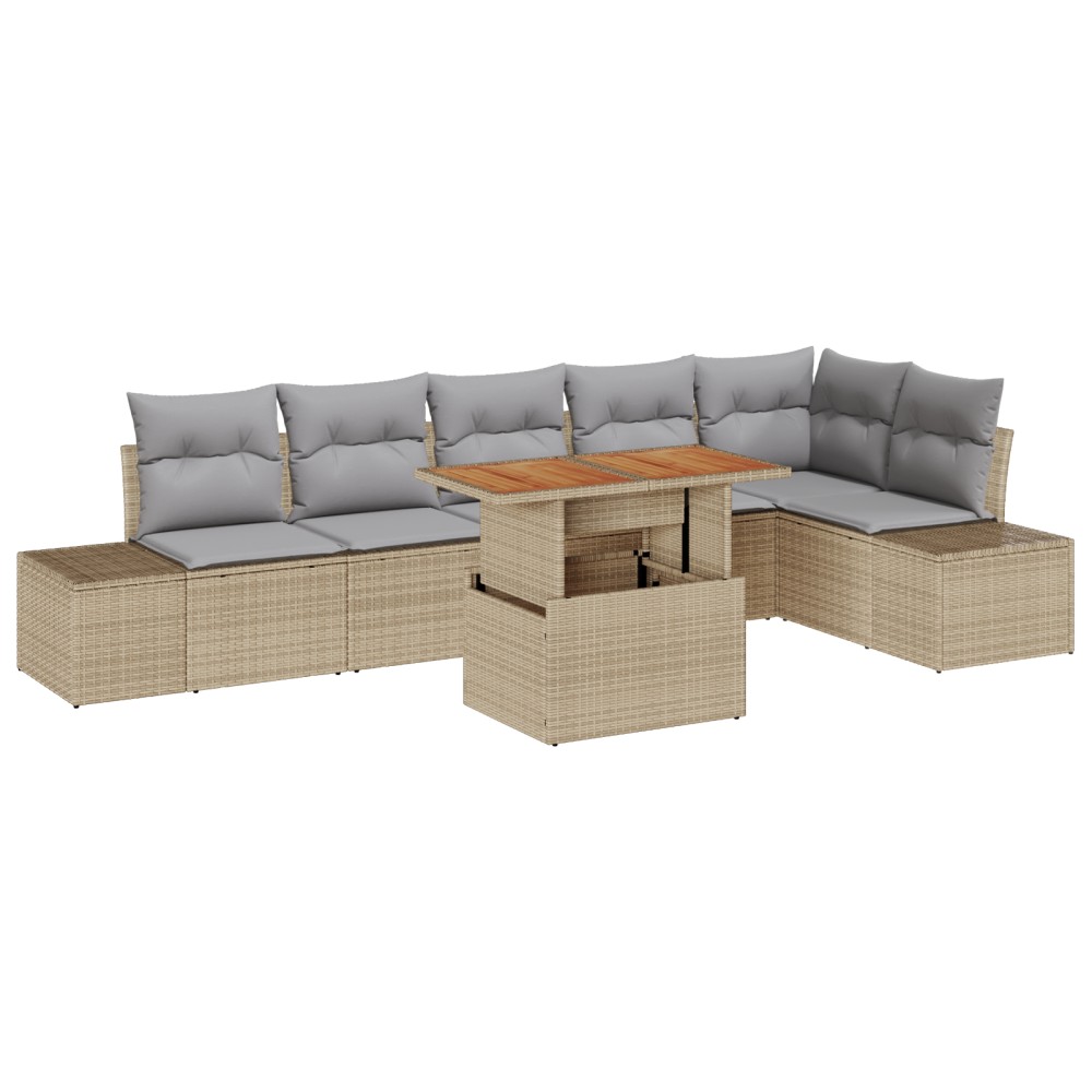 vidaXL Set de masă pentru grădină 7 pcs Bej și gri 100 x 55 x 73 cm