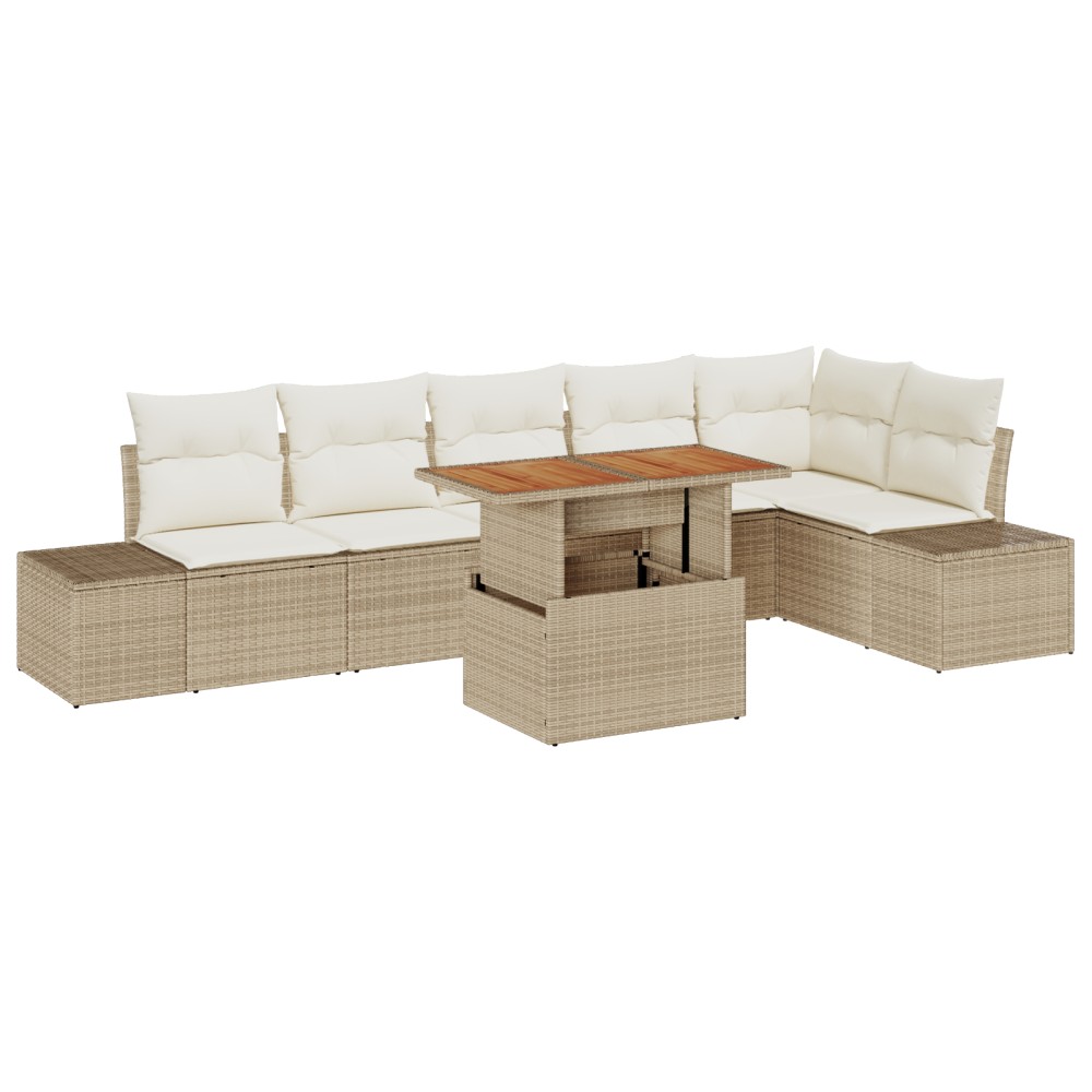 vidaXL Set de masă pentru grădină 7 pcs Bej și crem 100 x 55 x 73 cm