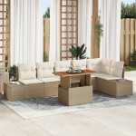 vidaXL Set de masă pentru grădină 7 pcs Bej și crem 100 x 55 x 73 cm vidaXL Set de masă pentru grădină 7 pcs Bej și crem 100 x 55 x 73 cm
