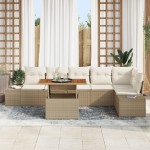 vidaXL Set de masă pentru grădină 7 pcs Bej și crem 100 x 55 x 73 cm vidaXL Set de masă pentru grădină 7 pcs Bej și crem 100 x 55 x 73 cm