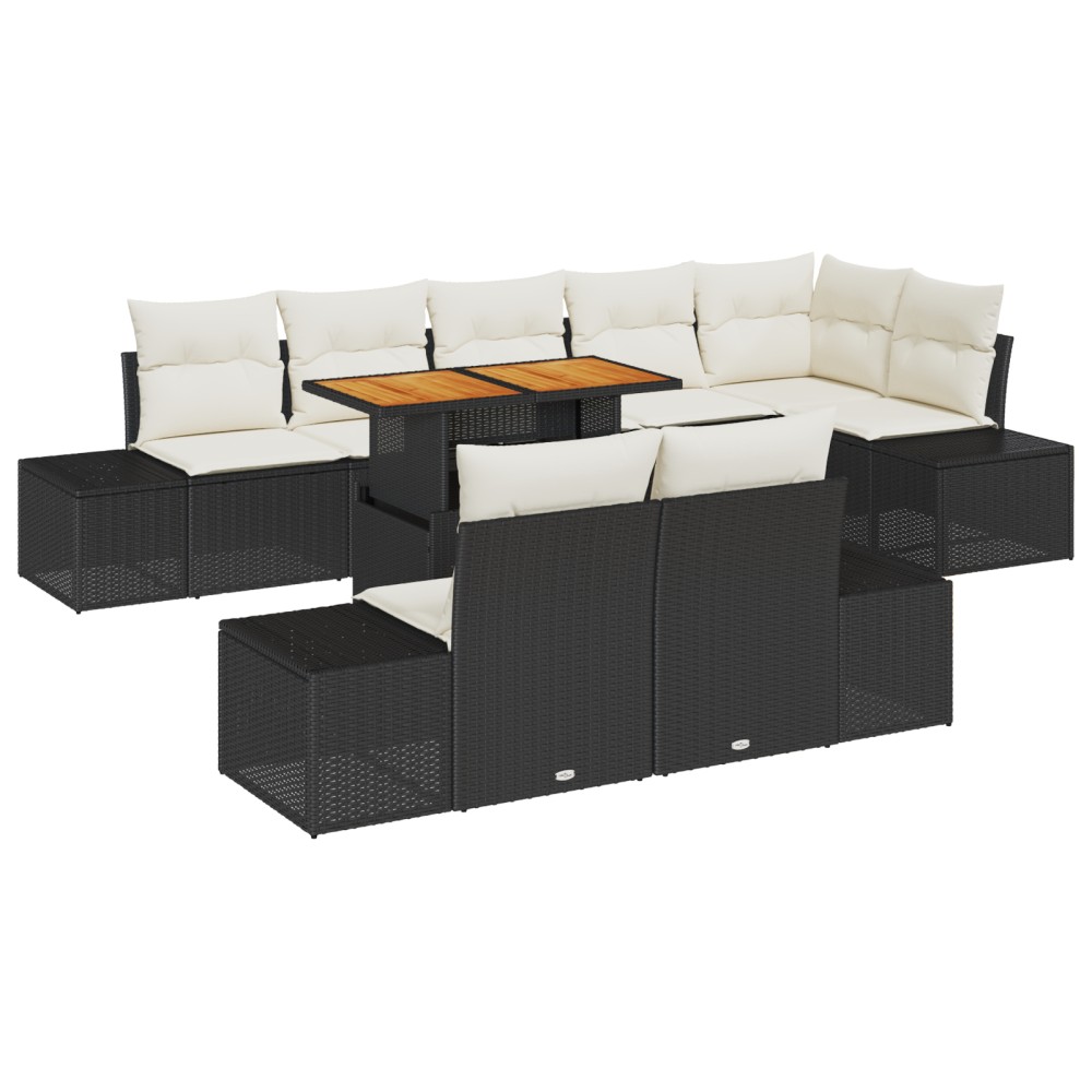 vidaXL Set de masă pentru grădină 9 pcs Negru și Crem 100 x 55 x 73 cm