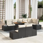 vidaXL Set de masă pentru grădină 9 pcs Negru și Crem 100 x 55 x 73 cm vidaXL Set de masă pentru grădină 9 pcs Negru și Crem 100 x 55 x 73 cm