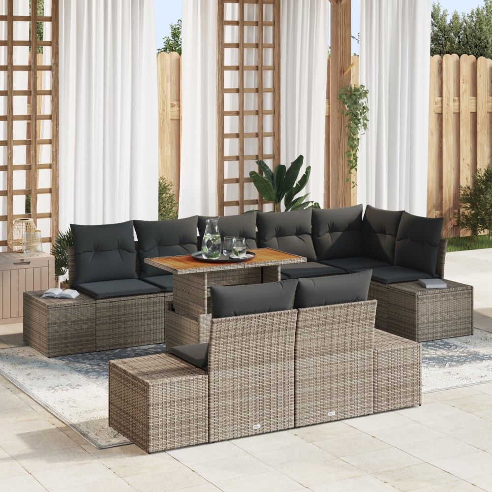 vidaXL Set de masă pentru grădină 9 pcs Gri și Brown 100 x 55 x 73 cm