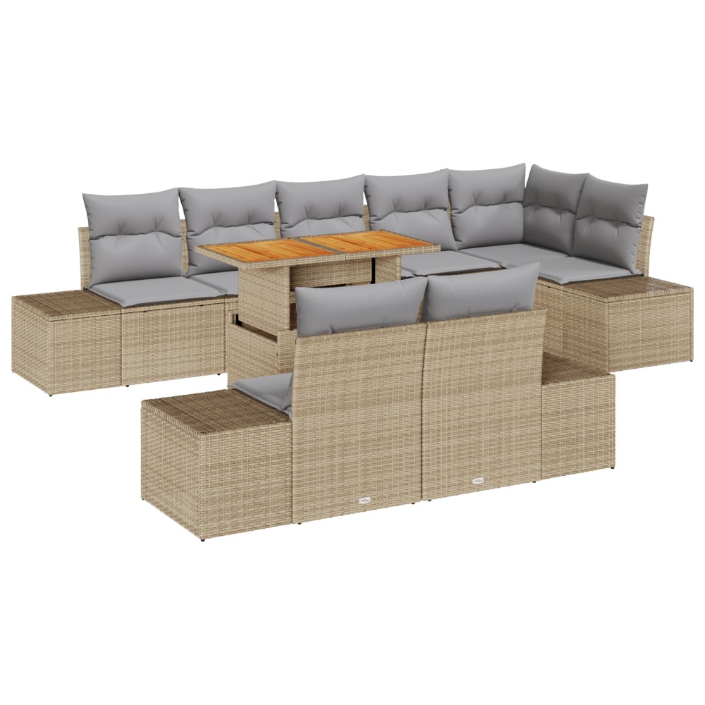 vidaXL Set de masă pentru grădină 9 pcs Bej și gri 100 x 55 x 73 cm
