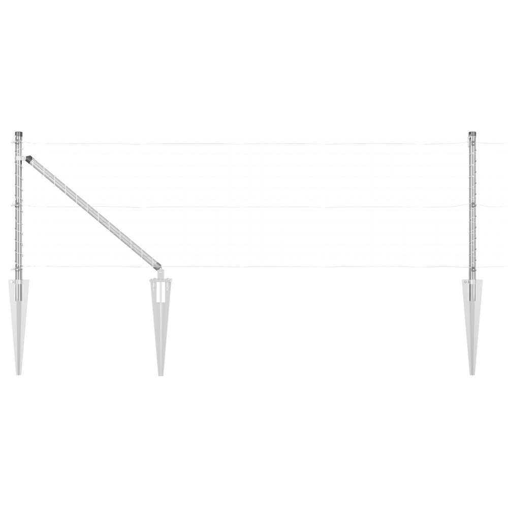 vidaXL Stâlpi de gard cu vârf, 52 buc., Ø32 mm, 100 cm. oțel zincat