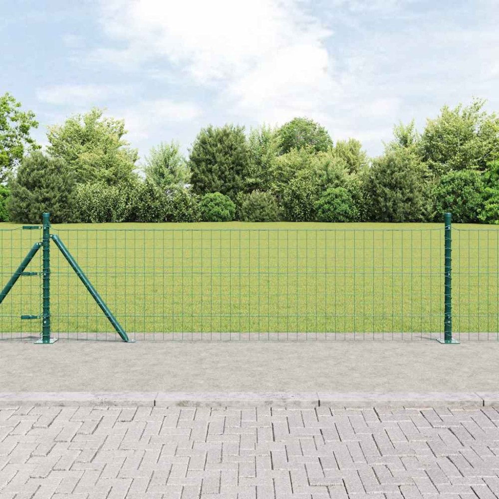 vidaXL Posturi de gard cu plăci de bază 52 buc Ø32mm 70cm Oțel galvanizat