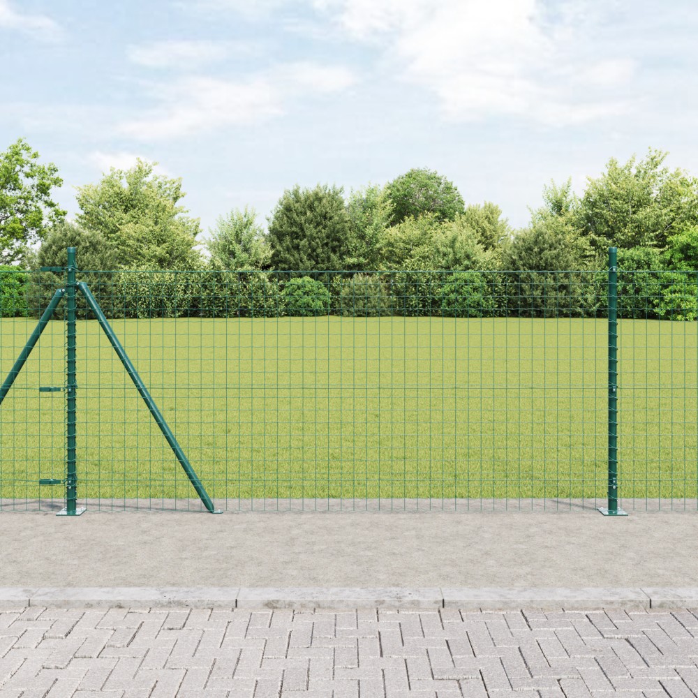 vidaXL poste de gard cu plăci de bază 52 buc Ø32mm 90cm oțel galvanizat