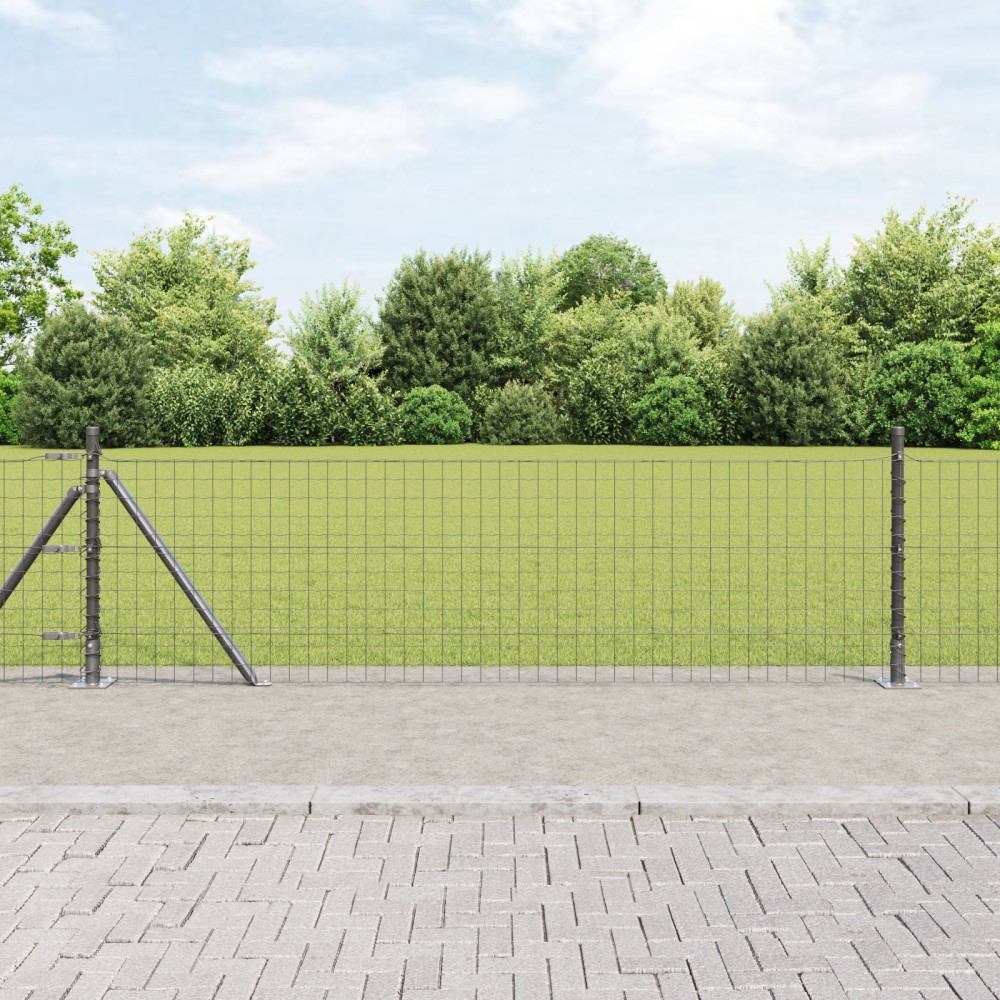 vidaXL Posturi de gard cu plăci de bază 26 buc Ø32mm 70cm oțel galvanizat