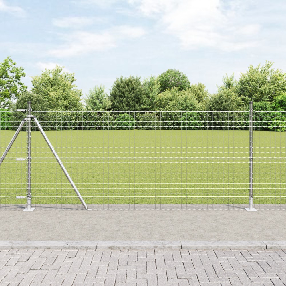 vidaXL Stâlpi de gard cu plăci de bază 52 pcs Ø32mm 90cm Oțel galvanizat