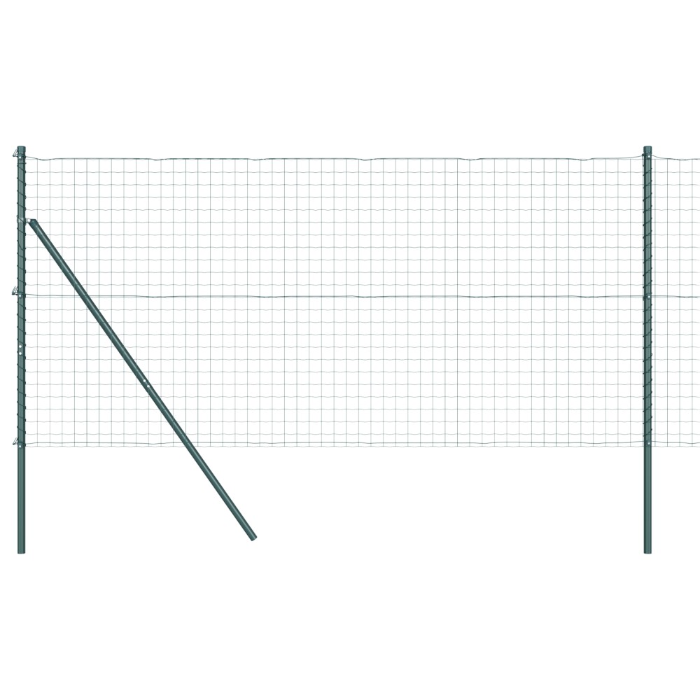 vidaXL Îngrădire cu stâlpi Verde 1.4 x 10 m Oțel