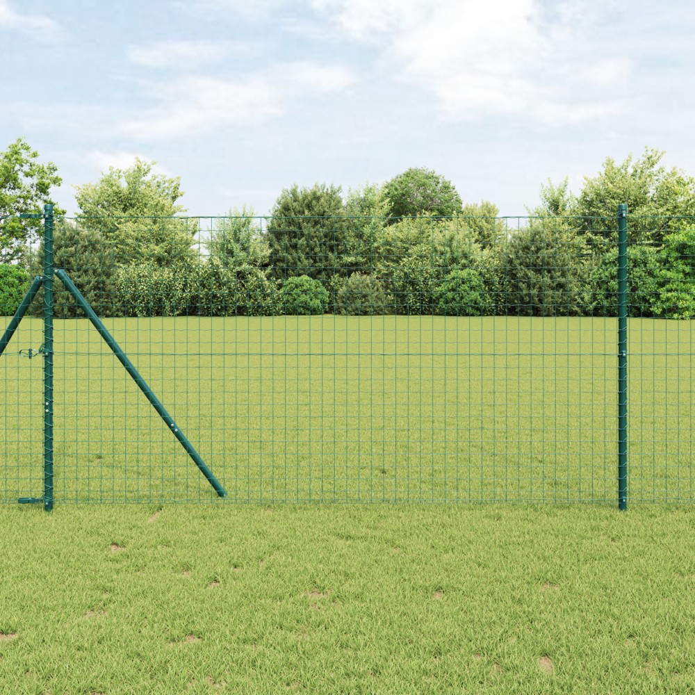 vidaXL Îngrădire cu stâlpi Verde 1.4 x 10 m Oțel