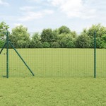 vidaXL Îngrădire cu stâlpi Verde 1.4 x 10 m Oțel