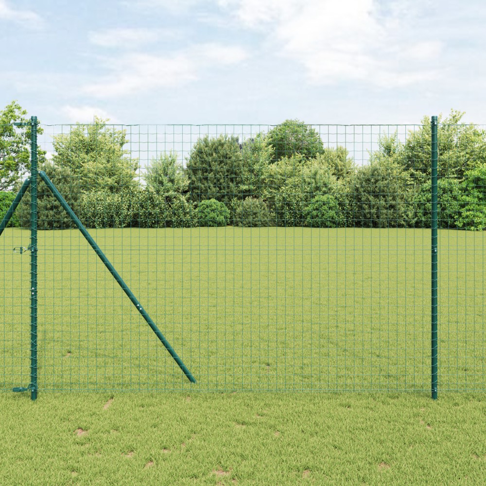 vidaXL Îngrădire cu stâlpi Verde 1.6 x 10 m Oțel