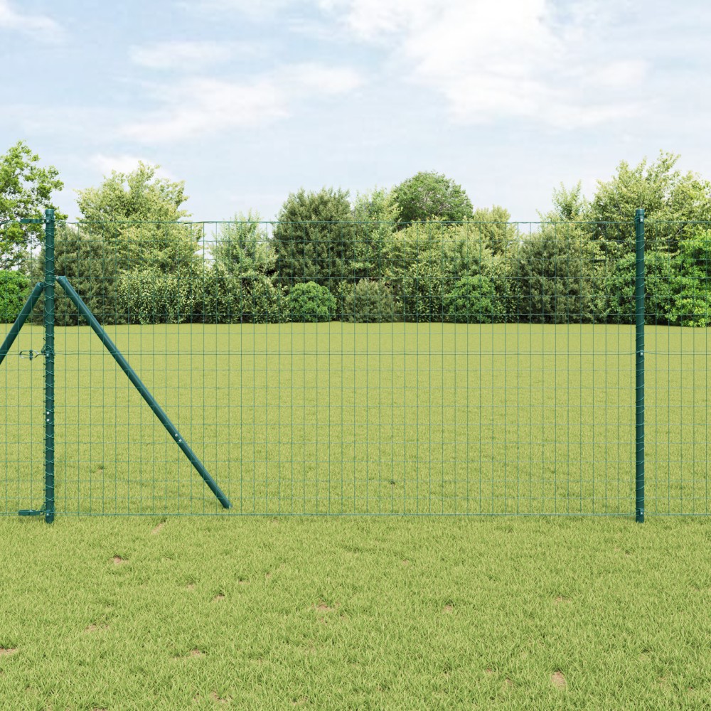 vidaXL Îngrădire cu stâlpi Verde 1.4 x 10 m Oțel