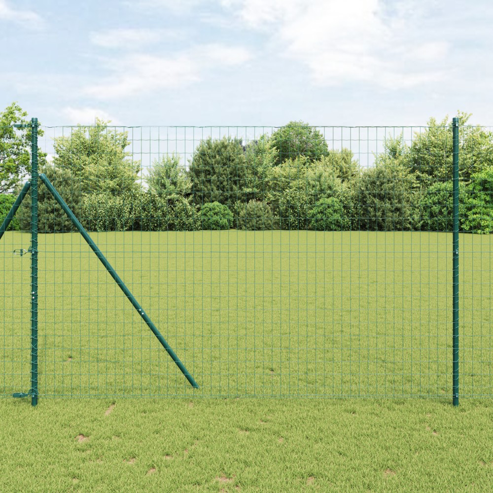vidaXL Îngrădire cu stâlpi Verde 1.6 x 10 m Oțel