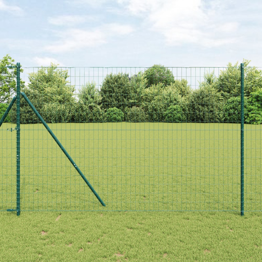 vidaXL Îngrădire cu stâlpi Verde 1.6 x 10 m Oțel