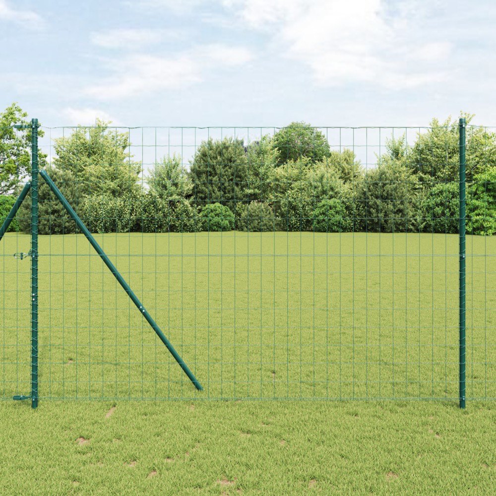 vidaXL Îngrădire cu stâlpi Verde 1.6 x 10 m Oțel