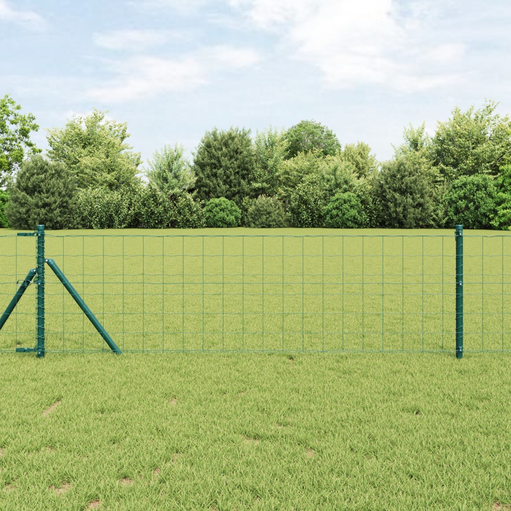 vidaXL Îngrădire cu stâlpi Verde 0.8 x 10 m Oțel