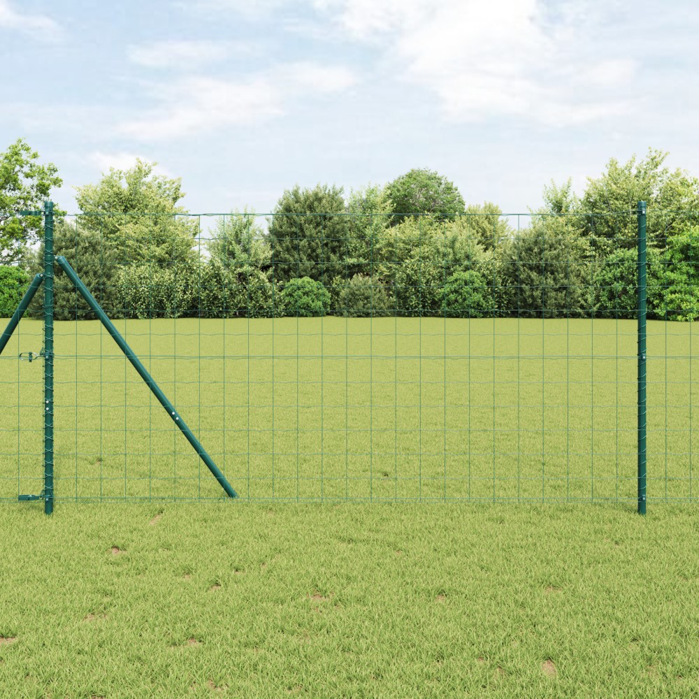 vidaXL Îngrădire cu stâlpi Verde 1 x 10 m Oțel
