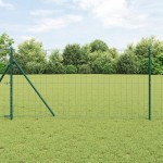 vidaXL Îngrădire cu stâlpi Verde 1 x 10 m Oțel
