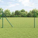 vidaXL Îngrădire cu stâlpi Verde 1 x 25 m Oțel