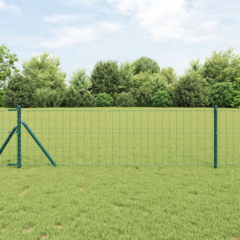 vidaXL Îngrădire cu stâlpi Verde 0.8 x 25 m Oțel