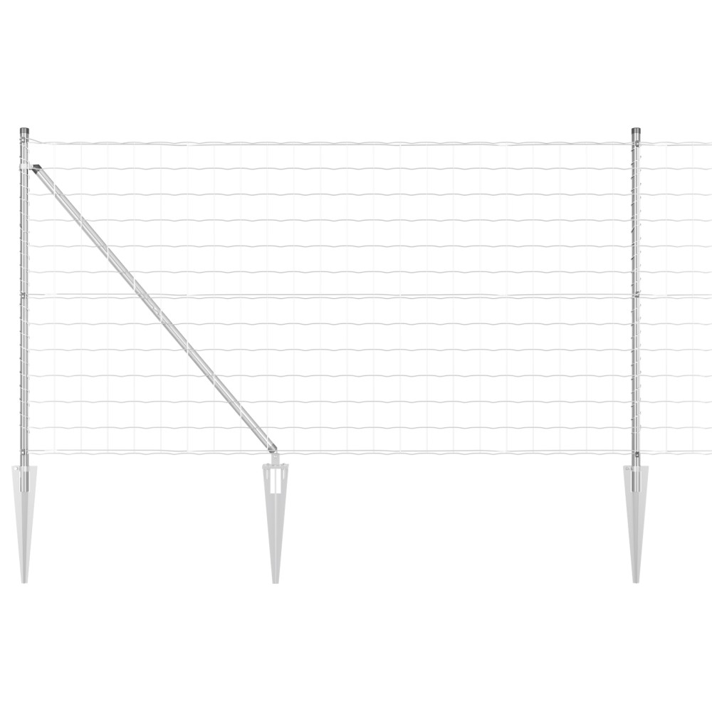 vidaXL Îngrădire cu stâlpi Argintiu 0.8 x 10 m Oțel