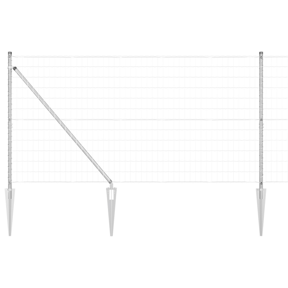 vidaXL Îngrădire cu stâlpi Argintiu 1.2 x 25 m Oțel