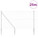 vidaXL Îngrădire cu stâlpi Argintiu 1.2 x 25 m Oțel