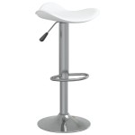 vidaXL Scaun de bar, alb, oțel cromat și piele artificială vidaXL Scaun de bar, alb, oțel cromat și piele artificială