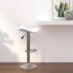 vidaXL Scaun de bar, alb, oțel cromat și piele artificială vidaXL Scaun de bar, alb, oțel cromat și piele artificială