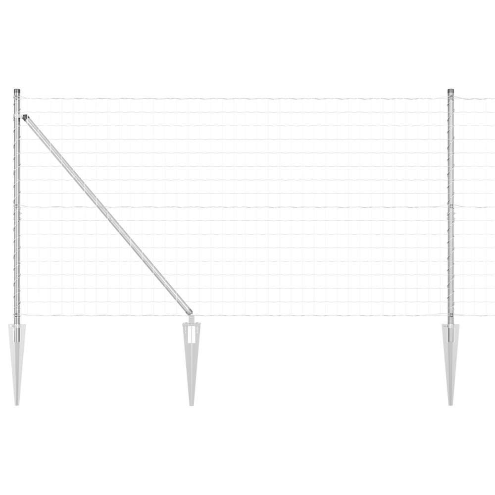 vidaXL Îngrădire cu stâlpi Argintiu 1.2 x 25 m Oțel