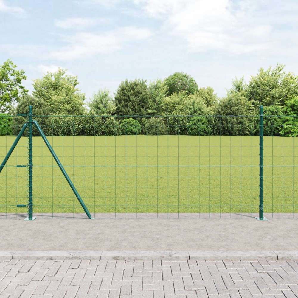 vidaXL Îngrădire cu stâlpi Verde 1 x 10 m Oțel