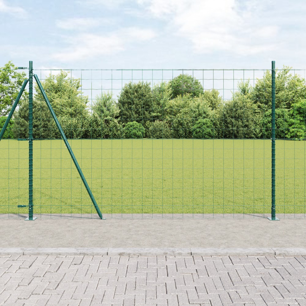 vidaXL Îngrădire cu stâlpi Verde 1.6 x 10 m Oțel