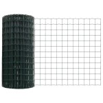 vidaXL Îngrădire cu stâlpi Verde 0.6 x 25 m Oțel