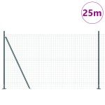 vidaXL Gard cu Stâlp Verde 1,2 x 25 m Oțel și PVC