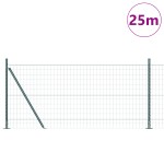 vidaXL Îngrădire cu stâlpi Verde 1 x 25 m Oțel