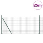 vidaXL Îngrădire cu stâlpi Verde 1 x 25 m Oțel