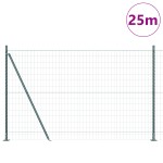 vidaXL Gard cu Stâlp Verde 1,2 x 25 m Oțel și PVC