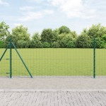 vidaXL Îngrădire cu stâlpi Verde 1 x 25 m Oțel