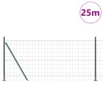 vidaXL Îngrădire cu stâlpi Verde 1 x 25 m Oțel