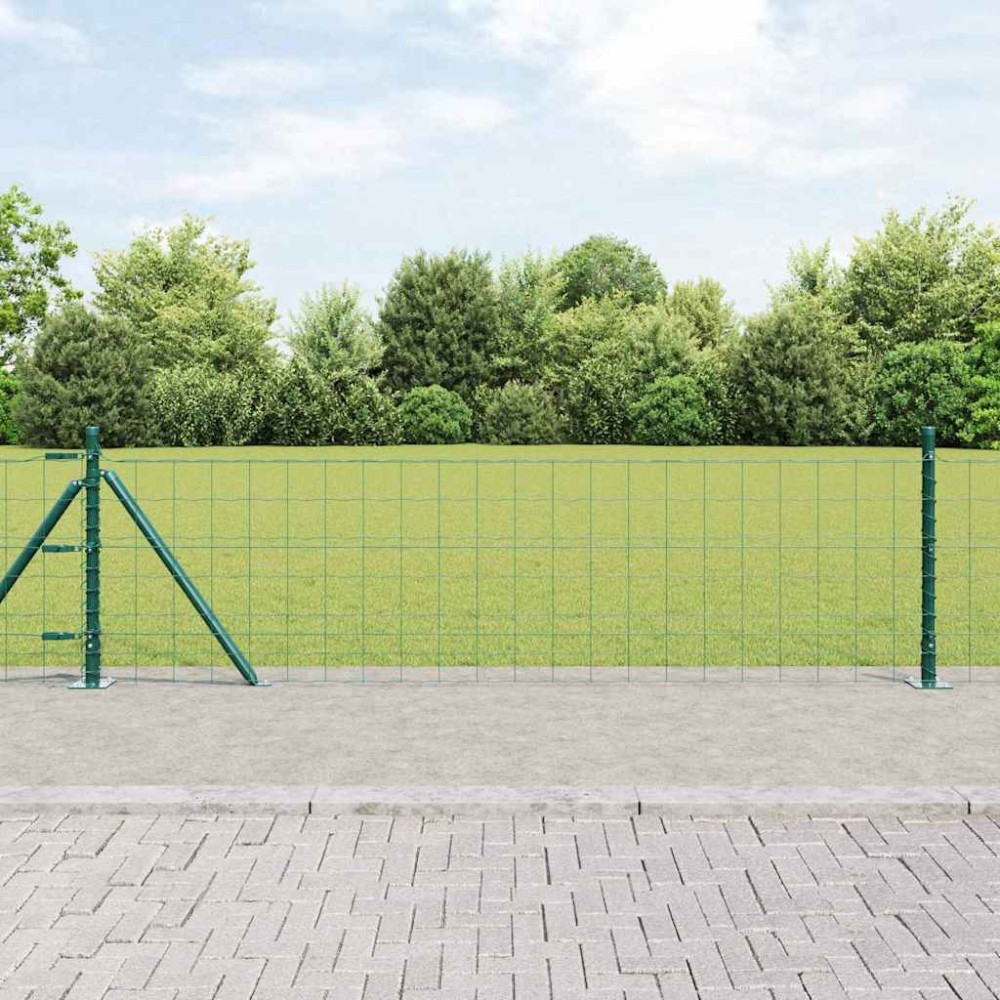 vidaXL Îngrădire cu stâlpi Verde 0.6 x 50 m Oțel