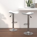 vidaXL Scaun de bar, 2 buc., alb, oțel cromat și piele ecologică vidaXL Scaun de bar, 2 buc., alb, oțel cromat și piele ecologică