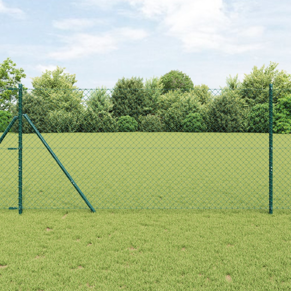 vidaXL Împrejmuire din plasă cu stâlpi Verde 1.4 x 10 m Oțel