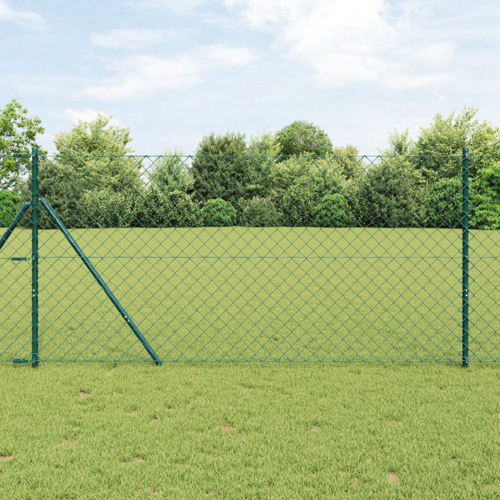vidaXL Împrejmuire din plasă cu stâlpi Verde 1.5 x 10 m Oțel