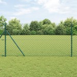 vidaXL Împrejmuire din plasă cu stâlpi Verde 1.5 x 10 m Oțel