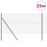 vidaXL Împrejmuire din plasă cu stâlpi Verde 1 x 25 m Oțel