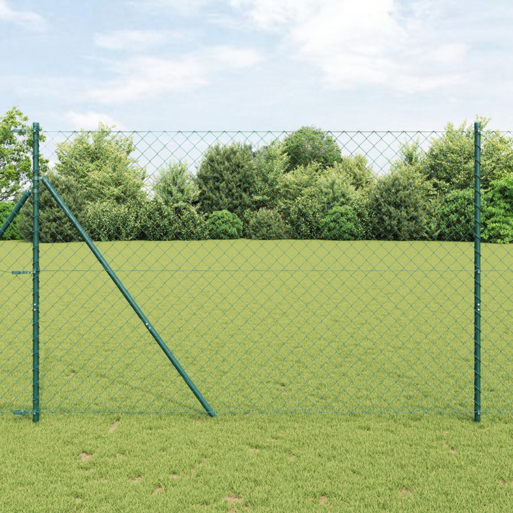 vidaXL Împrejmuire din plasă cu stâlpi Verde 1.6 x 25 m Oțel